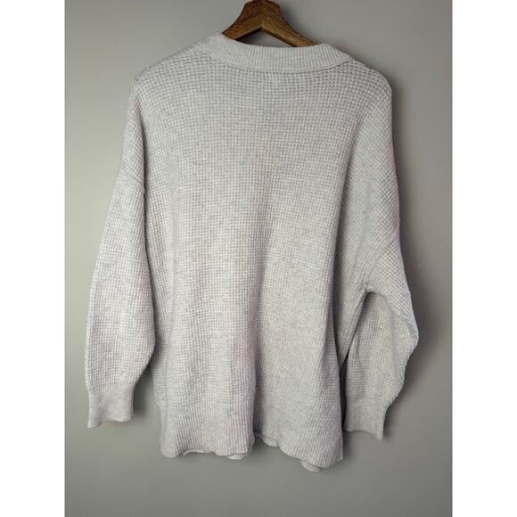 Aerie Cream Waffle Knit Oversized Sweater Small Cozy Soft Pullover - Picture 3 of 3